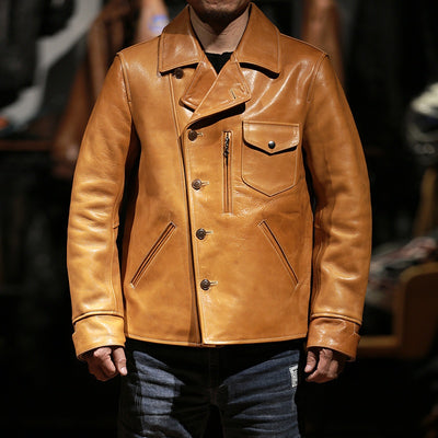Chaqueta de Cuero para Hombre Solapa Clásica Gamuza Encerada - Image 24
