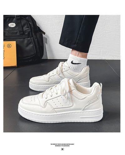 Zapatillas Plataforma Blancas de Cuero Respirable - Tendencia Teen Todo Combinable - Image 11