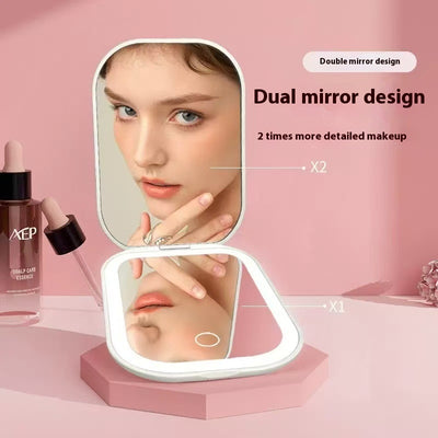 Espejo Cosmético Plegable Ultrafino con Luz LED Tricolor y HD Luminoso - Image 2