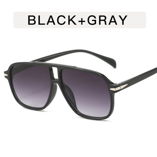 Black frame retro double beam sunglasses with bright orange lenses, featuring silver accents on the temples. - Image 6