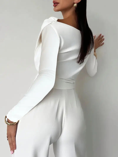 Blusa Asimétrica Elegante con Hombro Descubierto y Manga Larga - Image 7