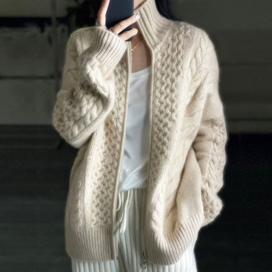 Cardigan de Cuello Alto con Cierre de Cashmere Grueso para Mujer - Image 3