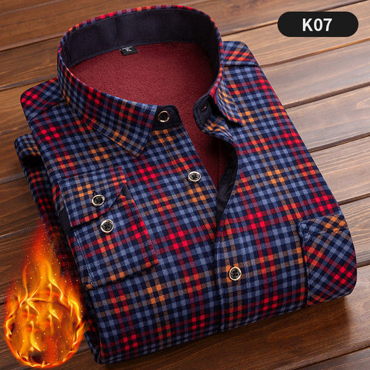Camisa Cálida Acolchada de Terciopelo para Hombre Talla Grande - Image 7