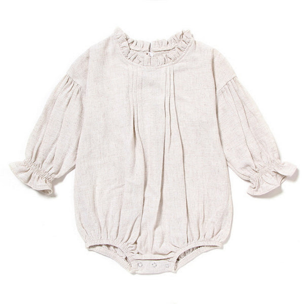 Pijama Infantil de Lino Manga Larga - Romper Liso y Cómodo