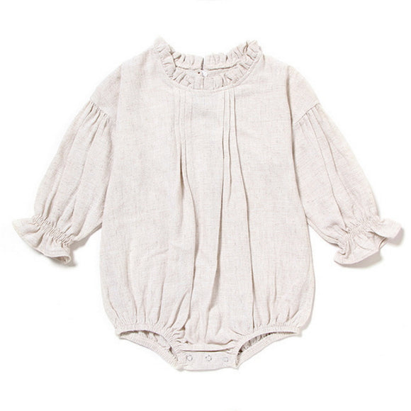 Pijama Infantil de Lino Manga Larga - Romper Liso y Cómodo