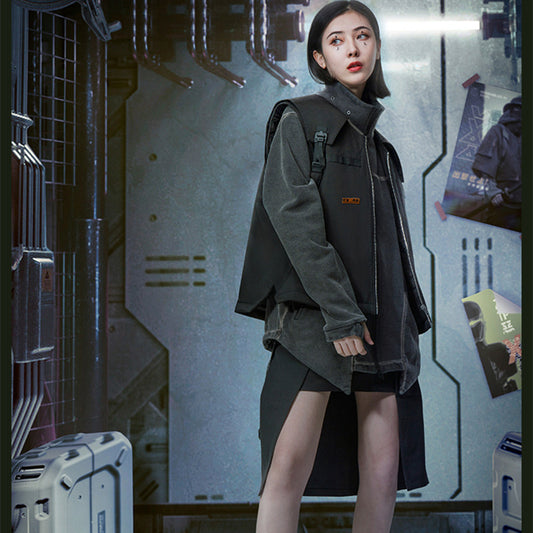Chaleco Corto Funcional con Estilo Punk y Aislamiento de Algodón