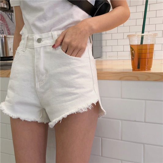 Shorts Talle Alto Holgados Deshilachados Pierna Ancha Versátiles - Image 2