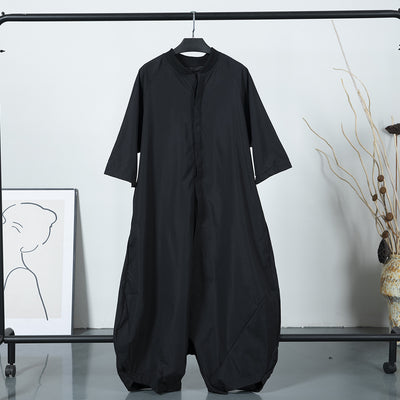 Jumpsuit Negro Suelto para Mujer con Mangas Murciélago - Image 8