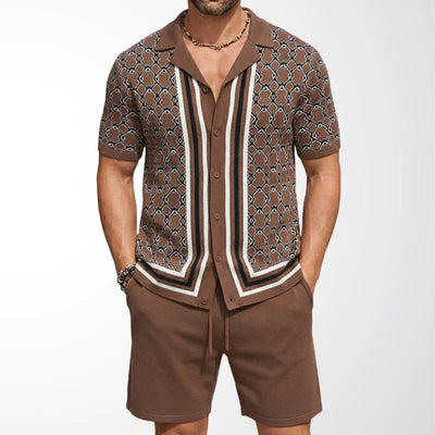 Traje Tejido Jacquard Geométrico con Cuello Cubano para Hombre - Image 5