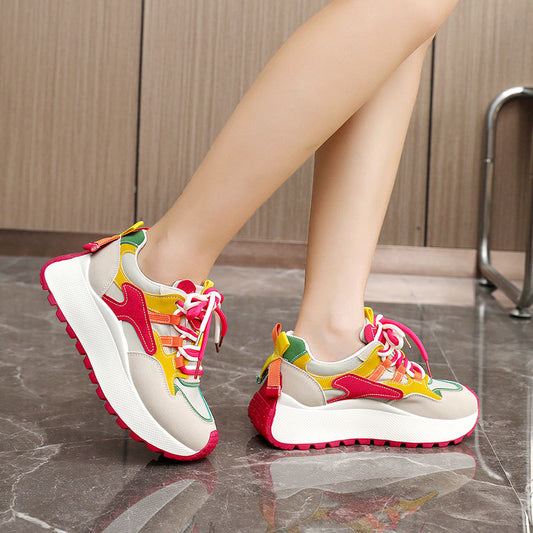 Tenis Dad Shoes Mujer Verano Otoño con Plataforma y Detalles en Contraste - Image 2