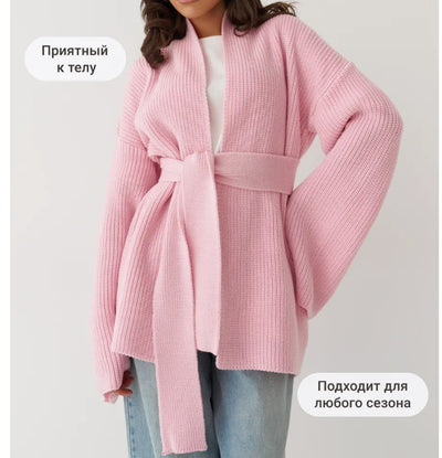 Cardigan Tejido de Cachemira con Cinturón Integrado - Image 24