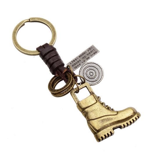 Llavero de Cuero Trenzado con Bronce Creativo