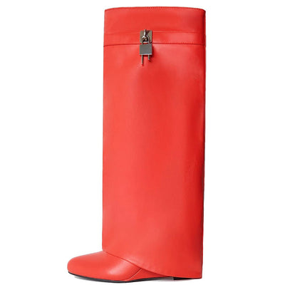 Botas Cuña Metalizado Talla Grande Mujer Hasta la Rodilla - Image 12