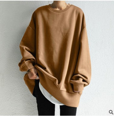 Blusa Suelta de Cuello Redondo Color Sólido para Otoño e Invierno - Image 5