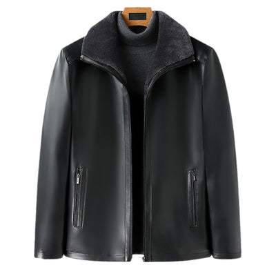 Abrigo de Cuero Premium con Cuello de Piel y Forro Polar Térmico - Image 4