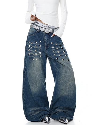 Pantalones Vaqueros Desteñidos para Mujer con Diseño de Remaches Estilo Americano y Detalles Rasgados - Image 11