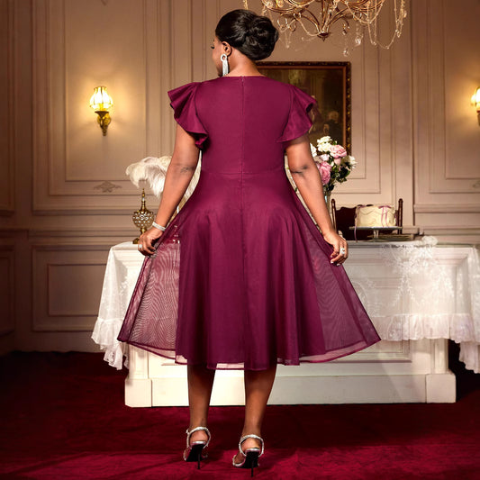 Vestido de Fiesta Elegante con Mangas Mariposa y Volantes para Bodas - Image 2