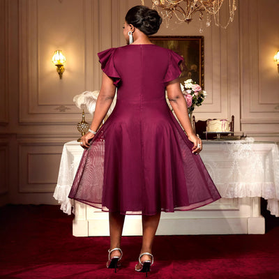 Vestido de Fiesta Elegante con Mangas Mariposa y Volantes para Bodas - Image 2