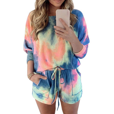 Conjunto Deportivo Casual con Shorts y Sudadera Tie-Dye - Image 2