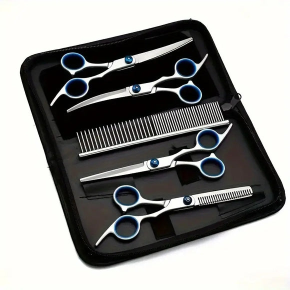 Kit Profesional de Aseo para Mascotas - Tijeras de Precisión Portátiles