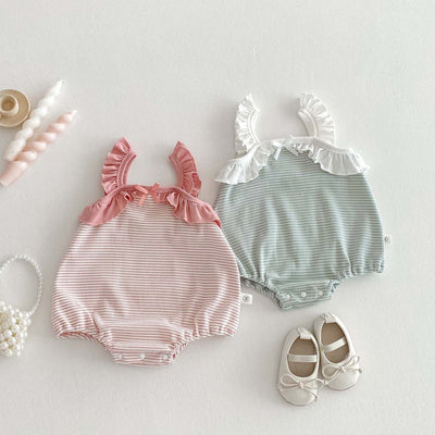 Jumpsuit Niña Verano Rayas con Volantes sin Mangas