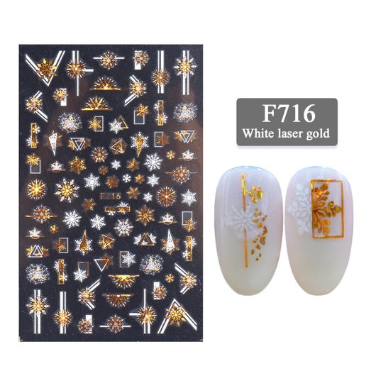Stickers de Uñas 3D Serie Navideña - Diseño Láser Dorado Copo de Nieve - Image 12