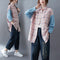 Camisa Oversized de Patchwork Manga Larga Suelta