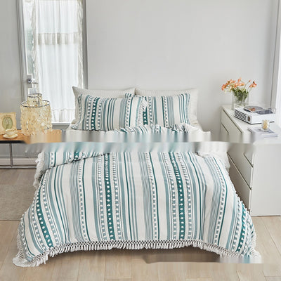 Juego de Cama Universitario Tres Piezas con Detalles en Colores Sólidos y Borlas - Image 4