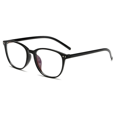 Black plastic round frame anti-blue light glasses for women with clear lenses, shown on a white background. - Image 8