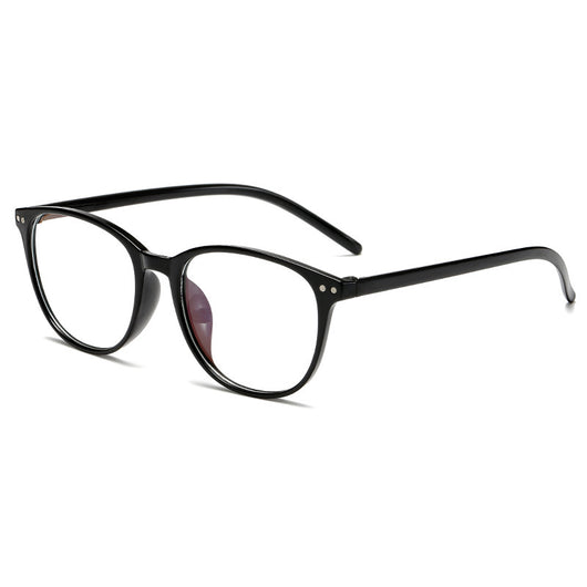 Black plastic round frame anti-blue light glasses for women with clear lenses, shown on a white background. - Image 8