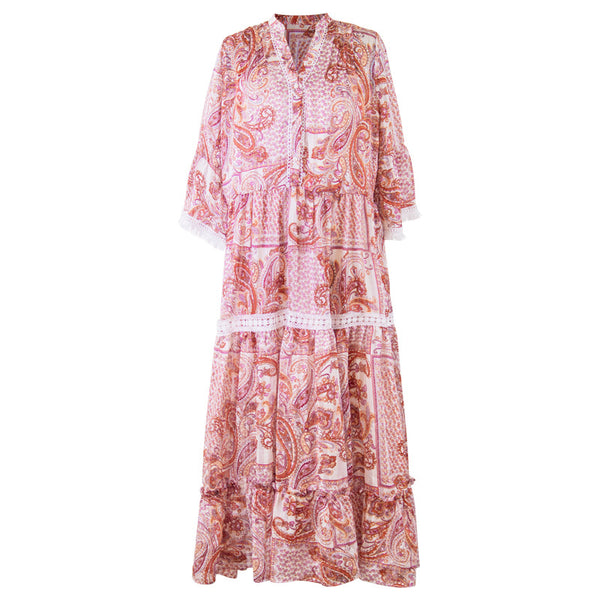 Vestido Floral Holgado de Gasa Retro Literario para Verano