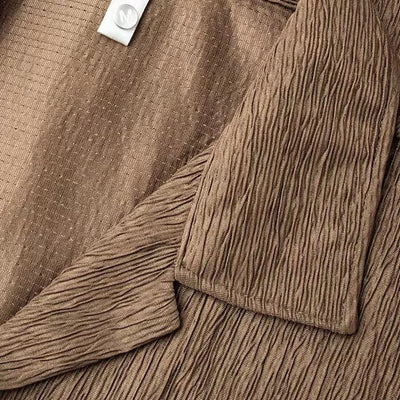 Camisa Manga Larga Cuello Cubano con Pliegues para Hombre - Image 4