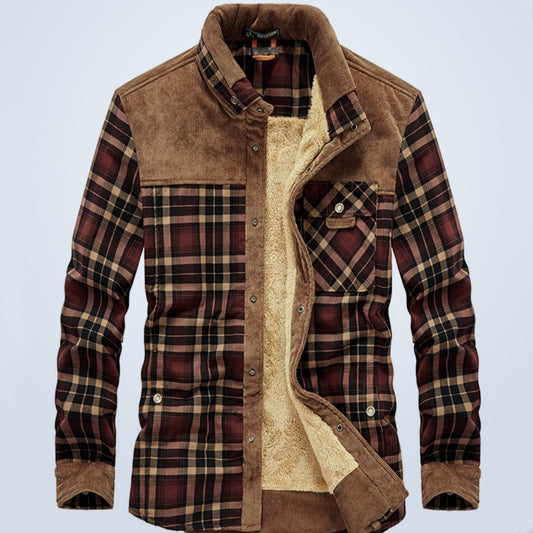 Cardigan Grueso de Forro Polar para Hombre - Cuadros Cálidos Otoño Invierno