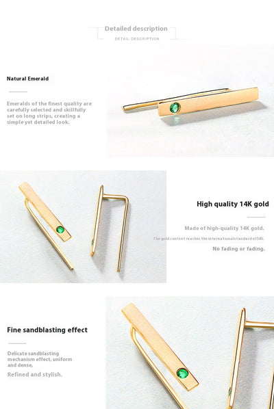 Aretes de Esmeralda Natural en Oro 14K - Diseño Minimalista y Delicado - Image 8