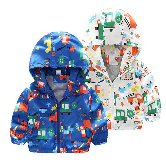 Chaqueta Cortaviento Infantil con Estampado de Aviones