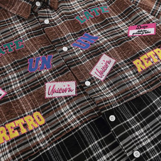 Camisa Cuadriculada Mujer Primavera Otoño Diseño Bordado Manga Larga - Image 3