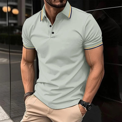 Polo Casual Holgado de Manga Corta Liso para Hombre - Image 45