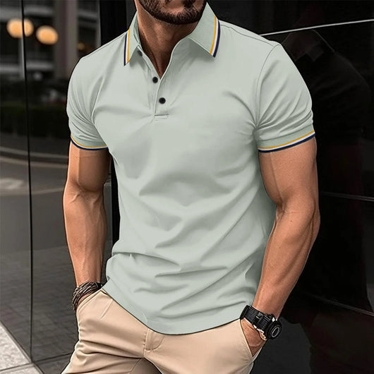 Polo Casual Holgado de Manga Corta Liso para Hombre - Image 45