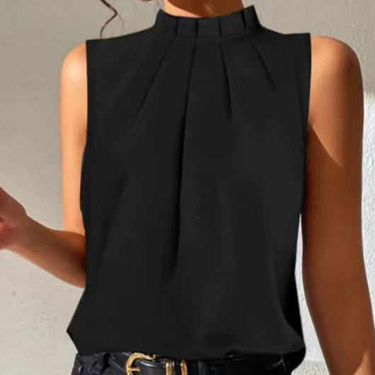 Chaleco Negro Casual Ajustado sin Mangas para Verano