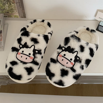 Pantuflas de Lana Cálidas con Diseño de Vaca Caricatura para Mujer - Image 9