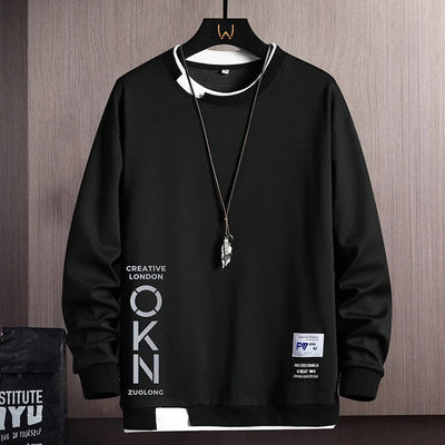 Sudadera Hoodie Casual para Hombre con Diseño de Dos Piezas y Estampado de Letras - Image 8