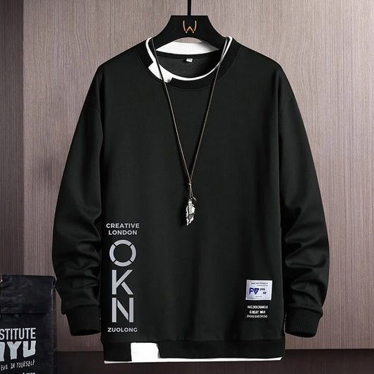 Sudadera Hoodie Casual para Hombre con Diseño de Dos Piezas y Estampado de Letras - Image 8