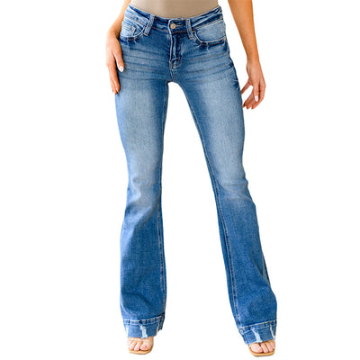 Pantalones Campana Talle Alto Mujer Jeans Claros Casual - Image 6