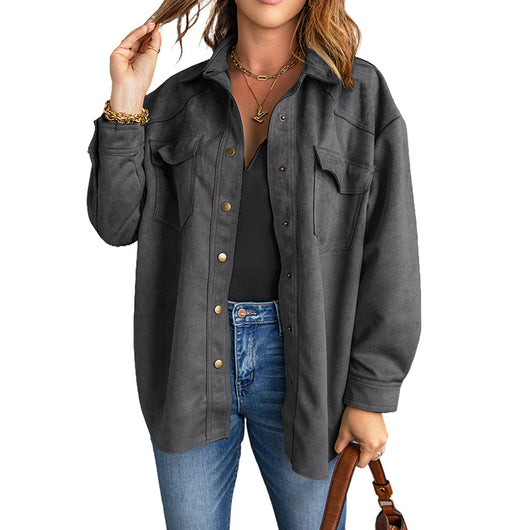 Chaqueta Ante Suave Otoño Mujer - Camisa Solapa Clásica Corte Holgado - Image 3