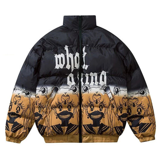 Parka Acolchada Oversized Hip Hop Degradado Harajuku para Hombre - Image 12