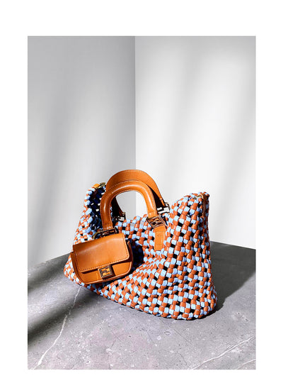 Bolso Tote Tejido a Mano en Cuero - Diseño Bicolor Exclusivo - Image 12