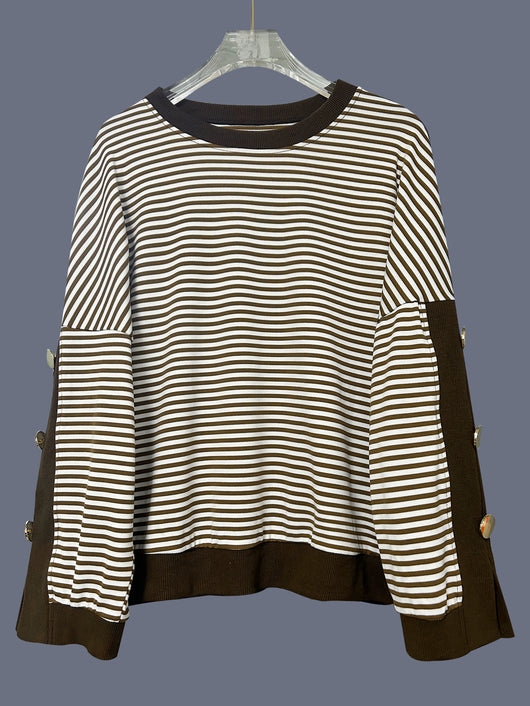 Blusa Casual de Rayas Multicolor con Mangas Largas - Image 12