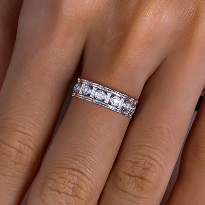 Anillo Lujo Ligero Plata 925 con Incrustación Columna Romana y Moissanita para Mujer - Image 4