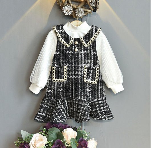 Conjunto Elegante para Niña Estilo Coreano - Chaleco y Vestido Occidental de Dos Piezas