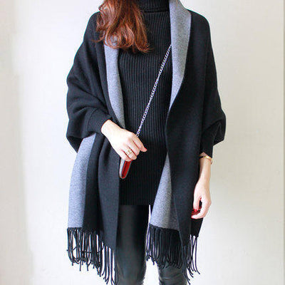 Cardigan Suéter Tipo Chal con Flecos para Mujer - Image 8